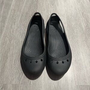 Women's Black Croc Flats